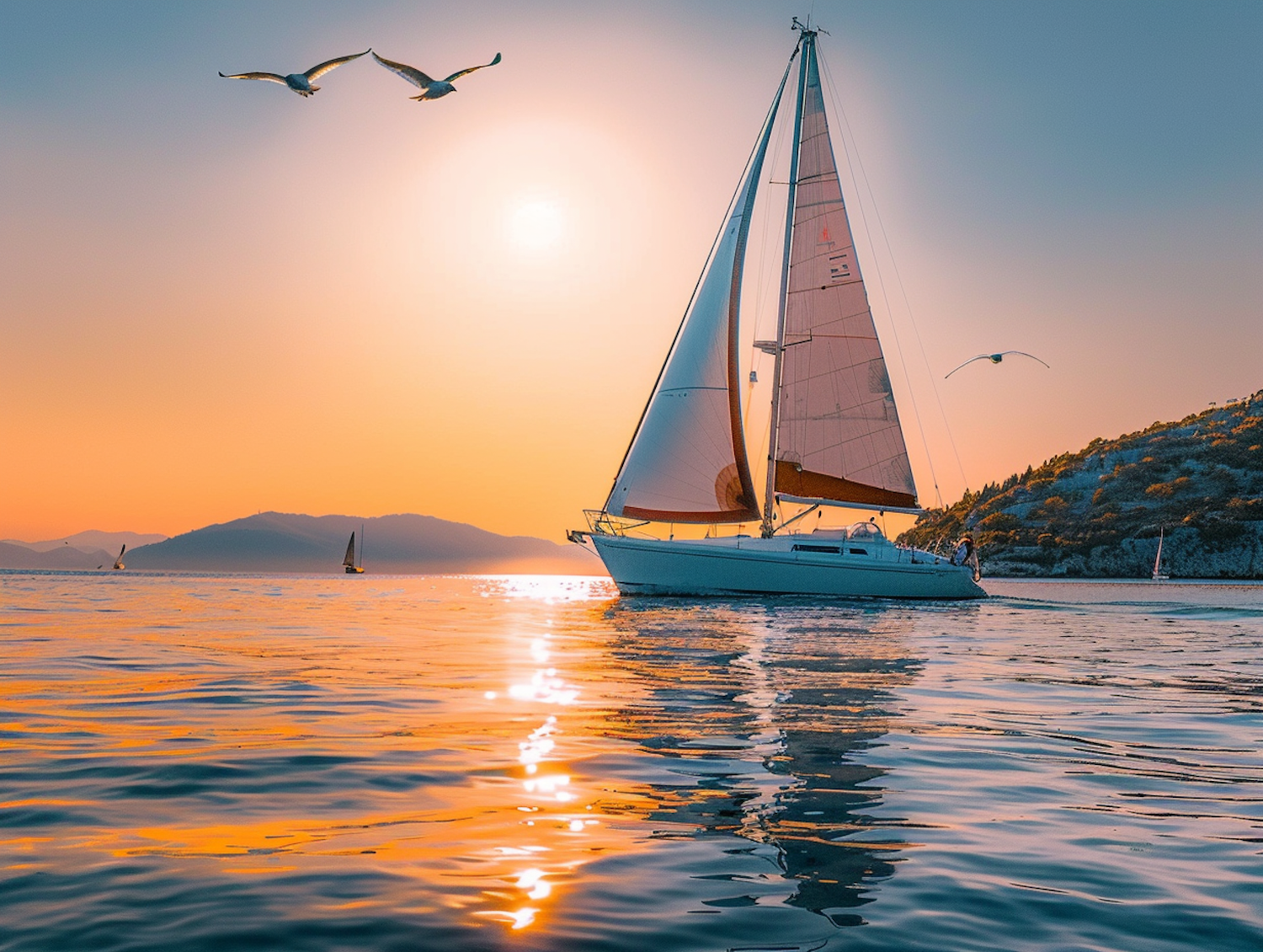 Serene Sunset Sailing