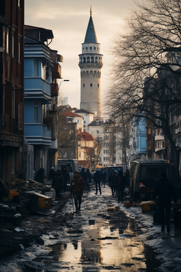 Golden Twilight on a Historic Avenue