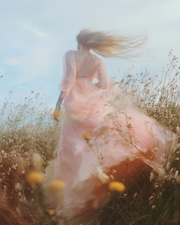 Woman in Field of Wildflowers