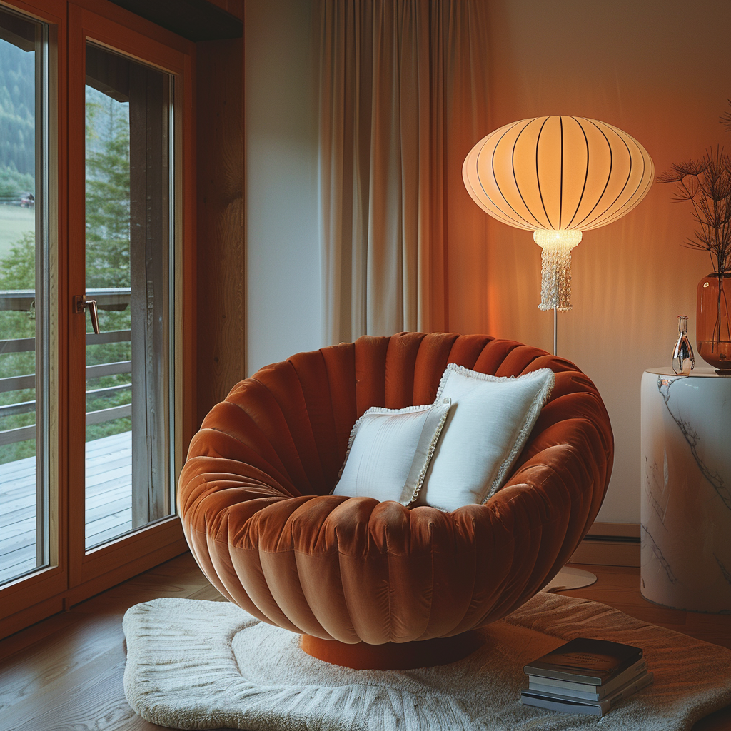Serene Indoor Orange Chair Scene Photo on Lummi