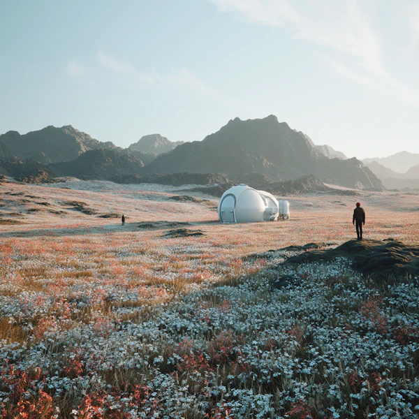 Futuristic Meadow Scene
