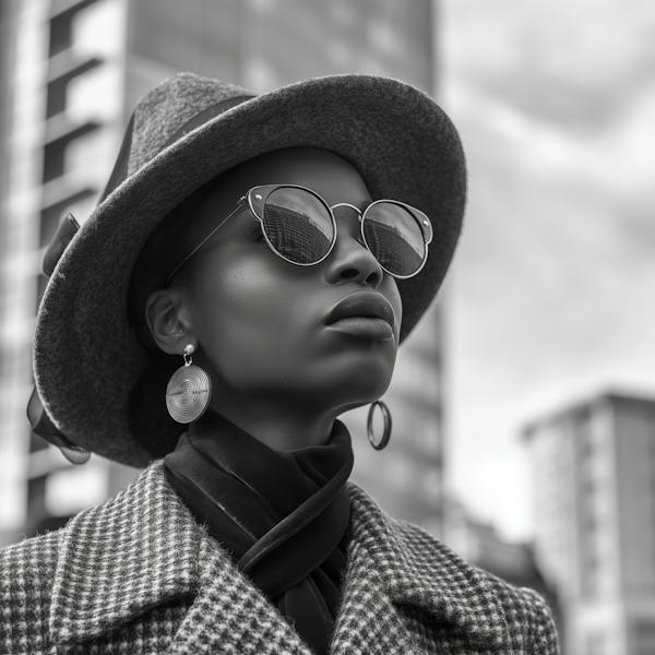 Fashionable Woman in Black and White