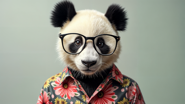 Anthropomorphized Panda with Glasses