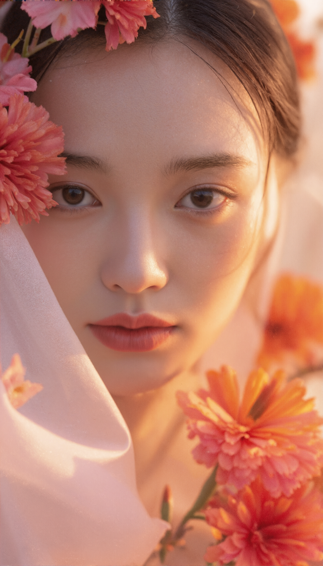 Serene Woman with Flowers