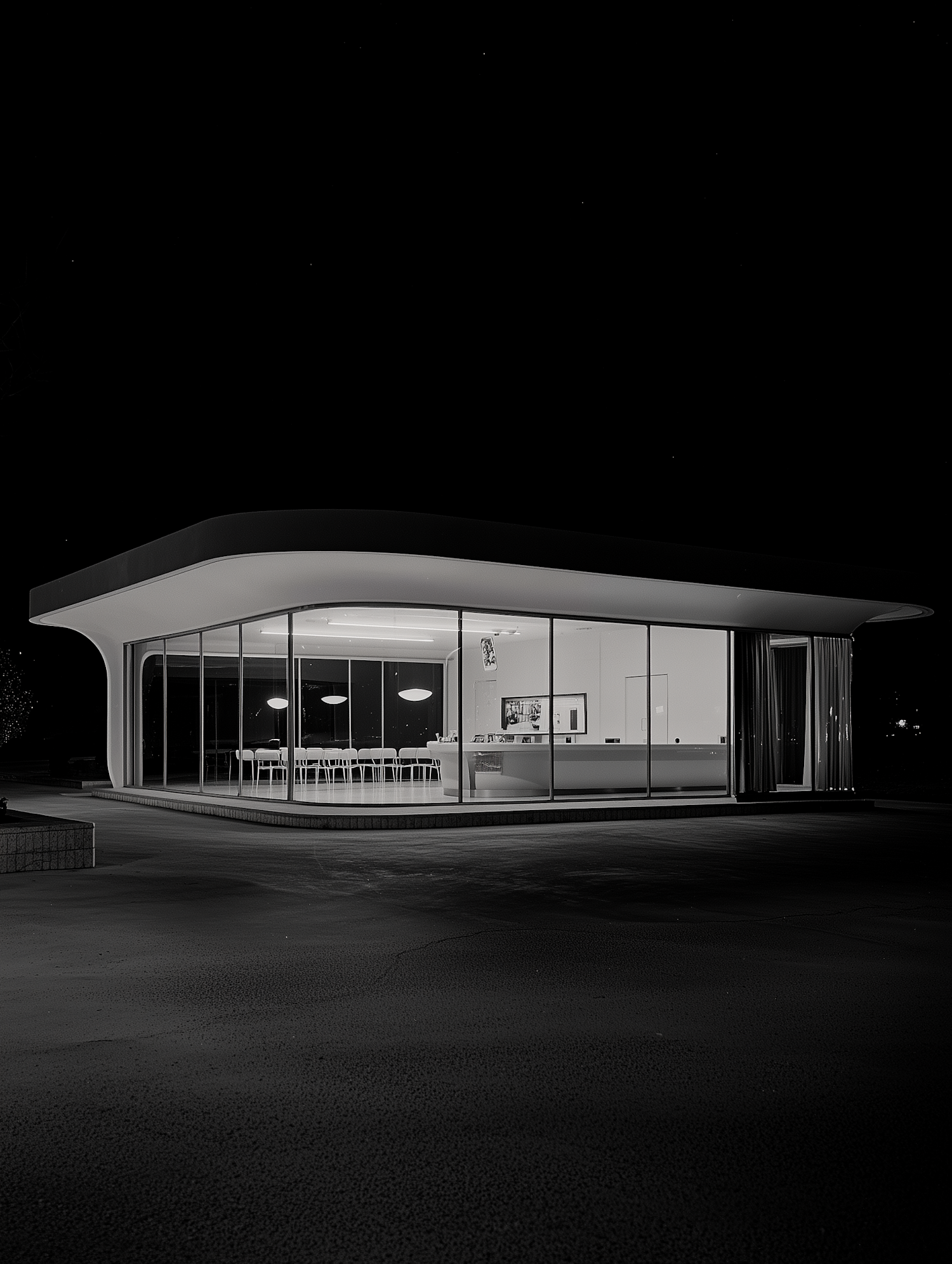 Futuristic Minimalist Building at Night