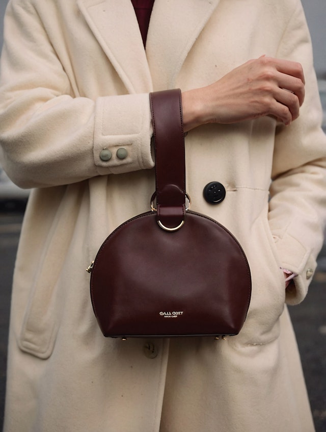 Cream Coat & Leather Bag