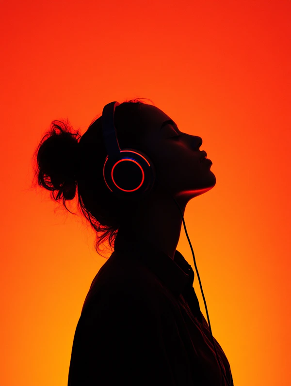 Silhouette with Headphones