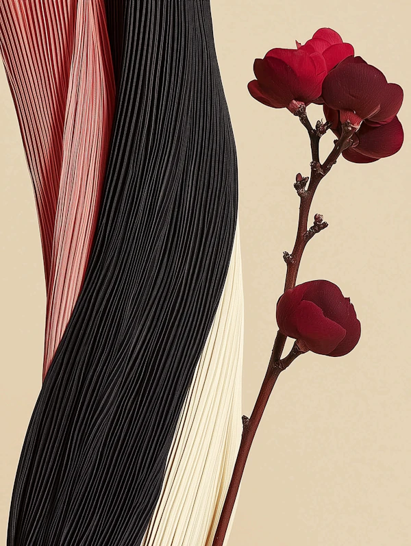 Pleated Fabric & Blossoms