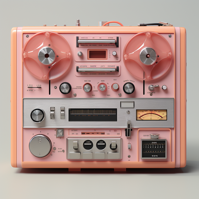 Vintage Pastel Pink Reel-to-Reel Tape Recorder