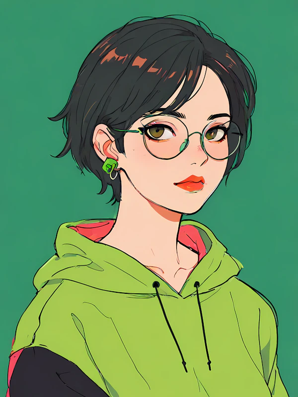 Stylish Green Portrait