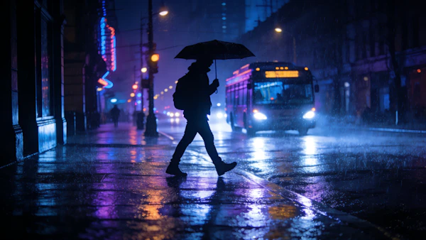 Rainy City Night Walk