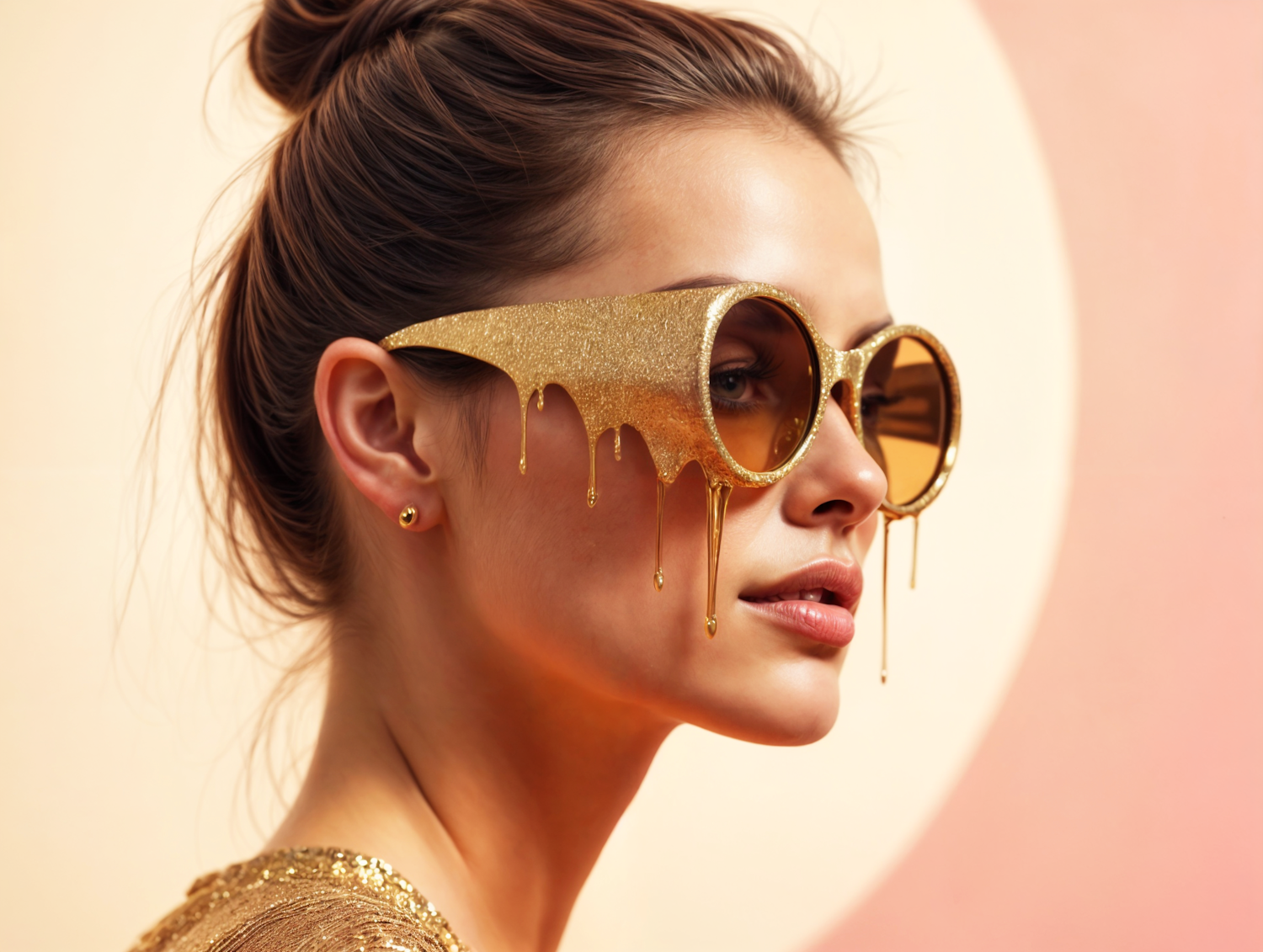Woman with Gold Drip Sunglasses