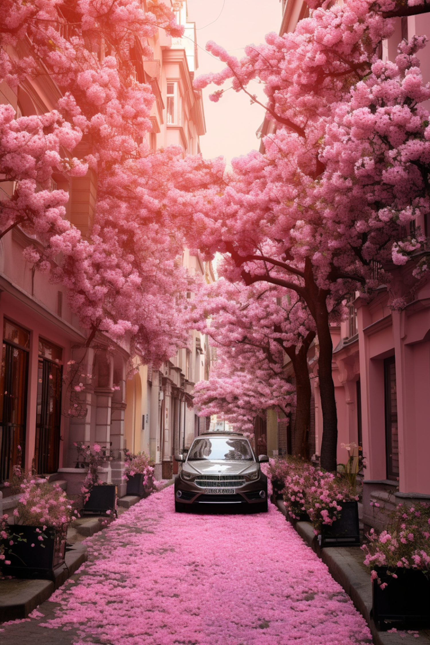 Cherry Blossom Avenue at Twilight