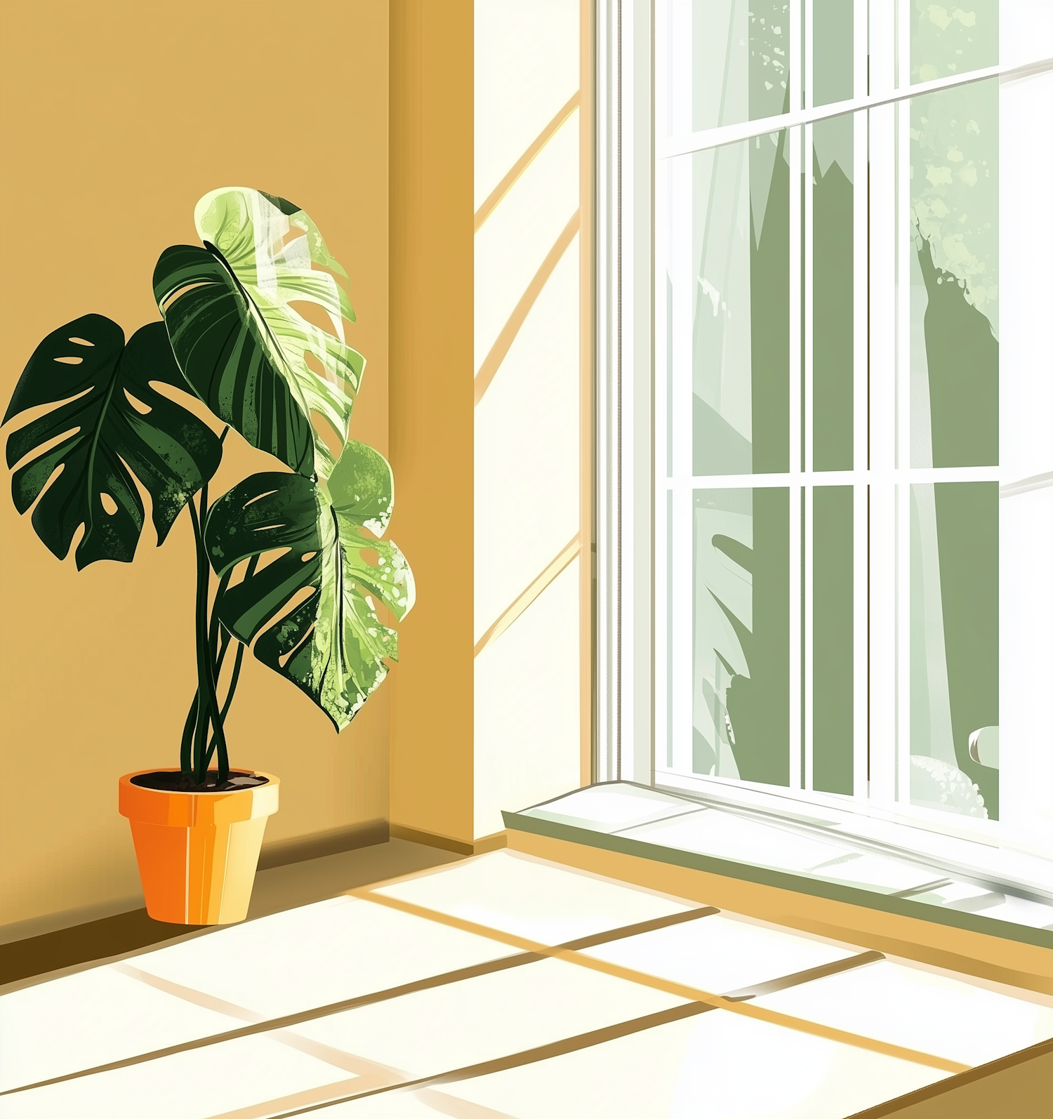 Indoor Monstera Plant by the Window