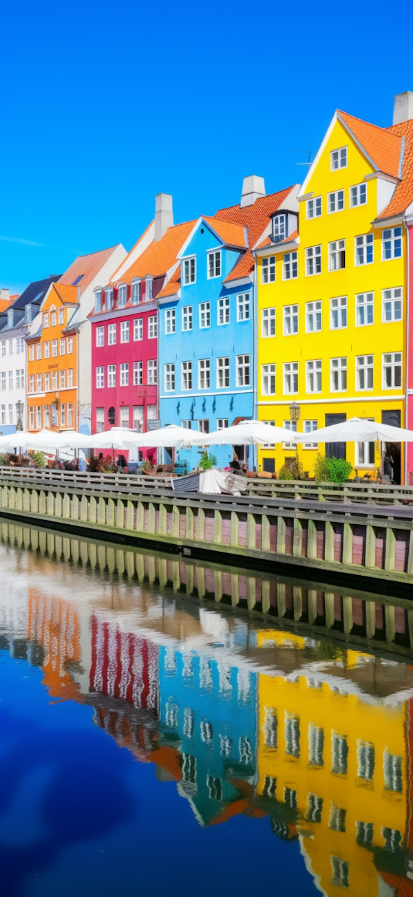 Colorful European Waterfront Promenade