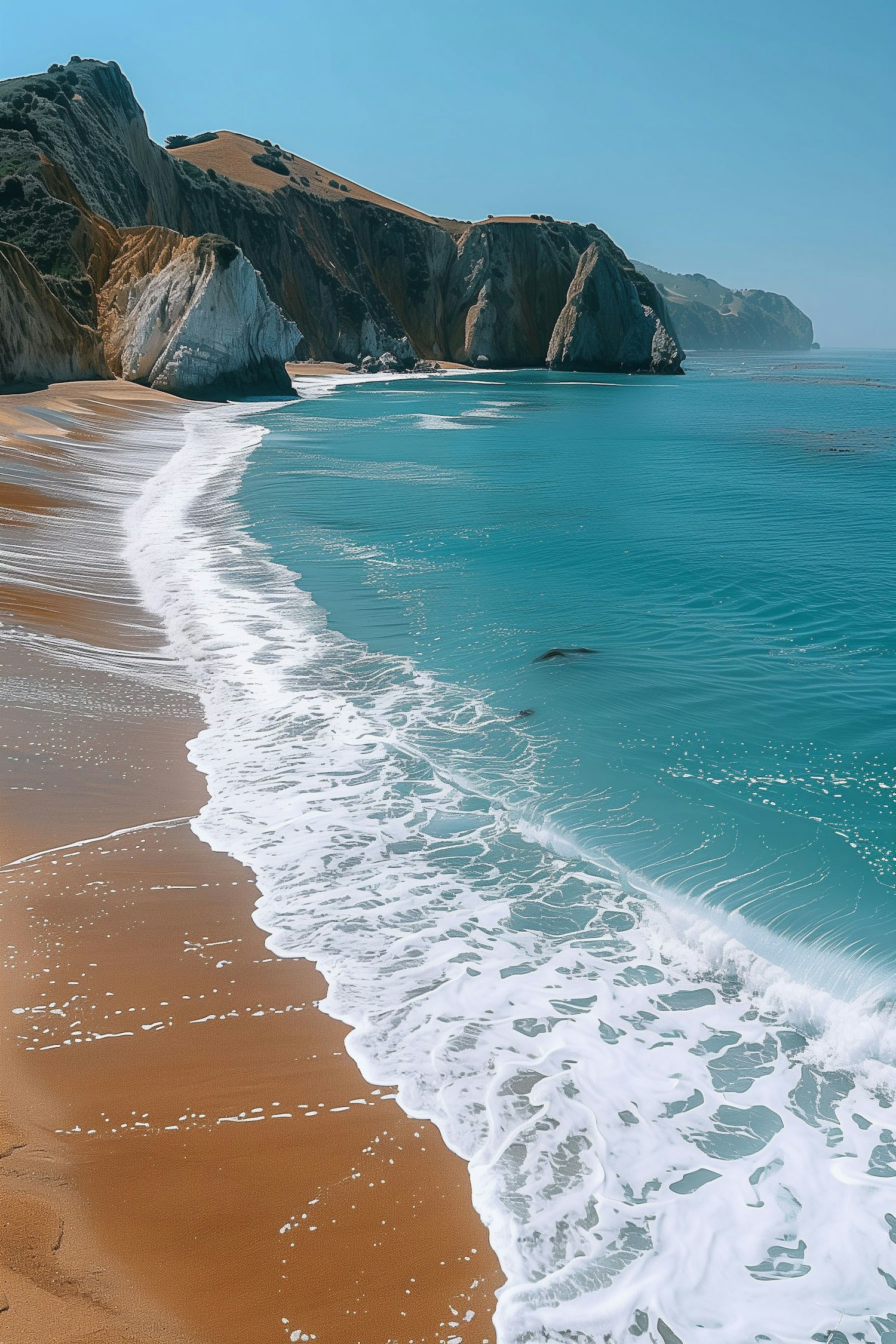 Serene Beach and Cliffs