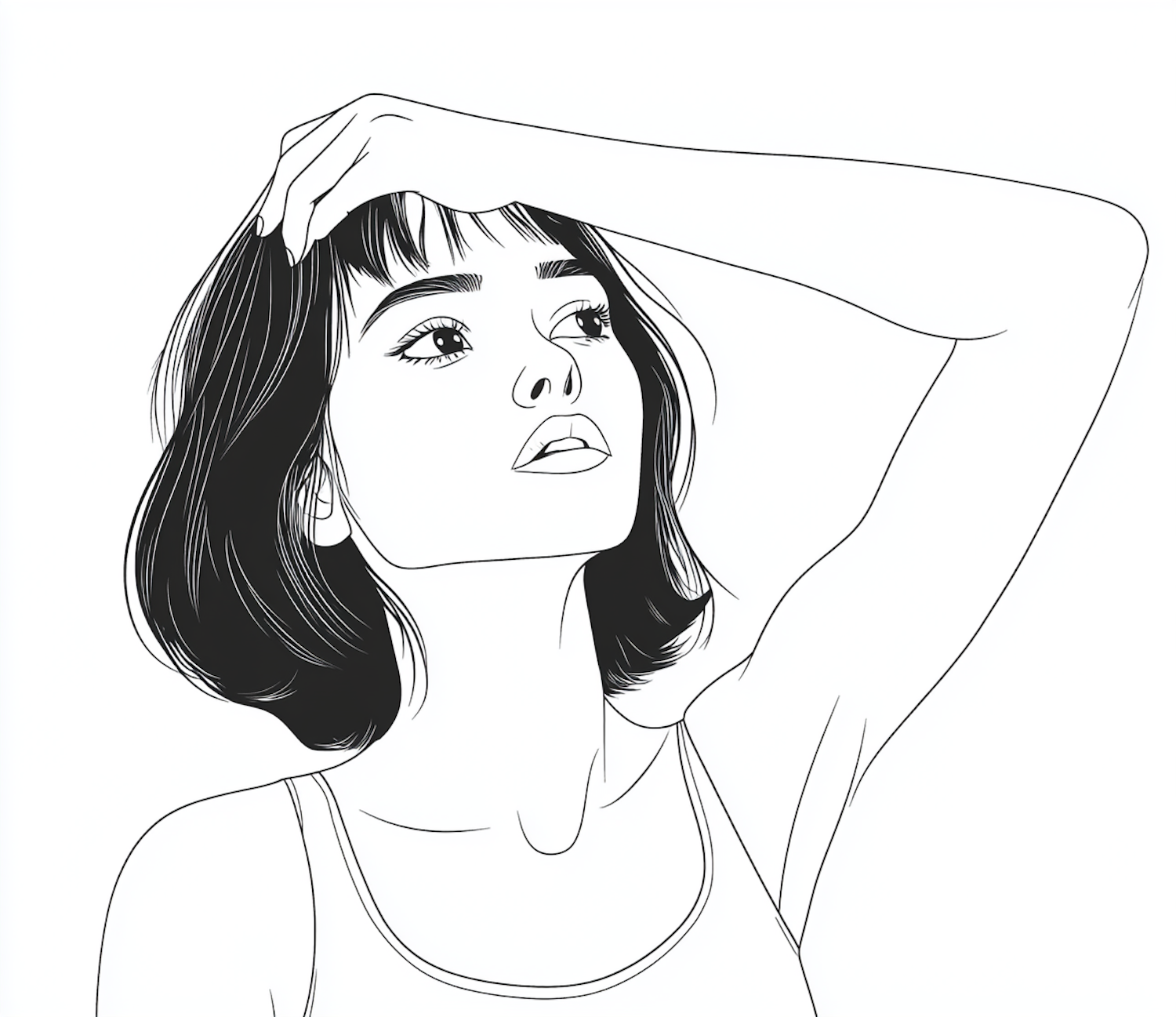 Contemplative Woman Illustration