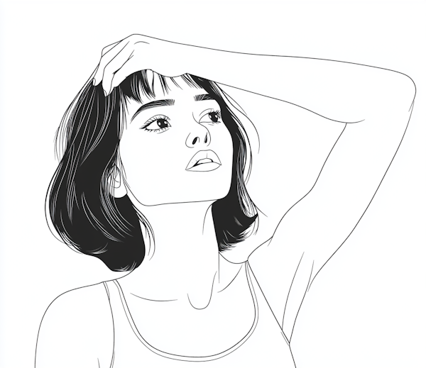 Contemplative Woman Illustration