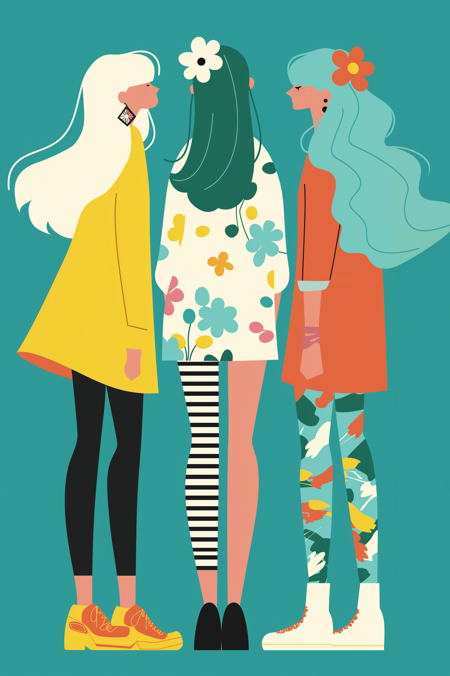 Three Stylized Female Figures