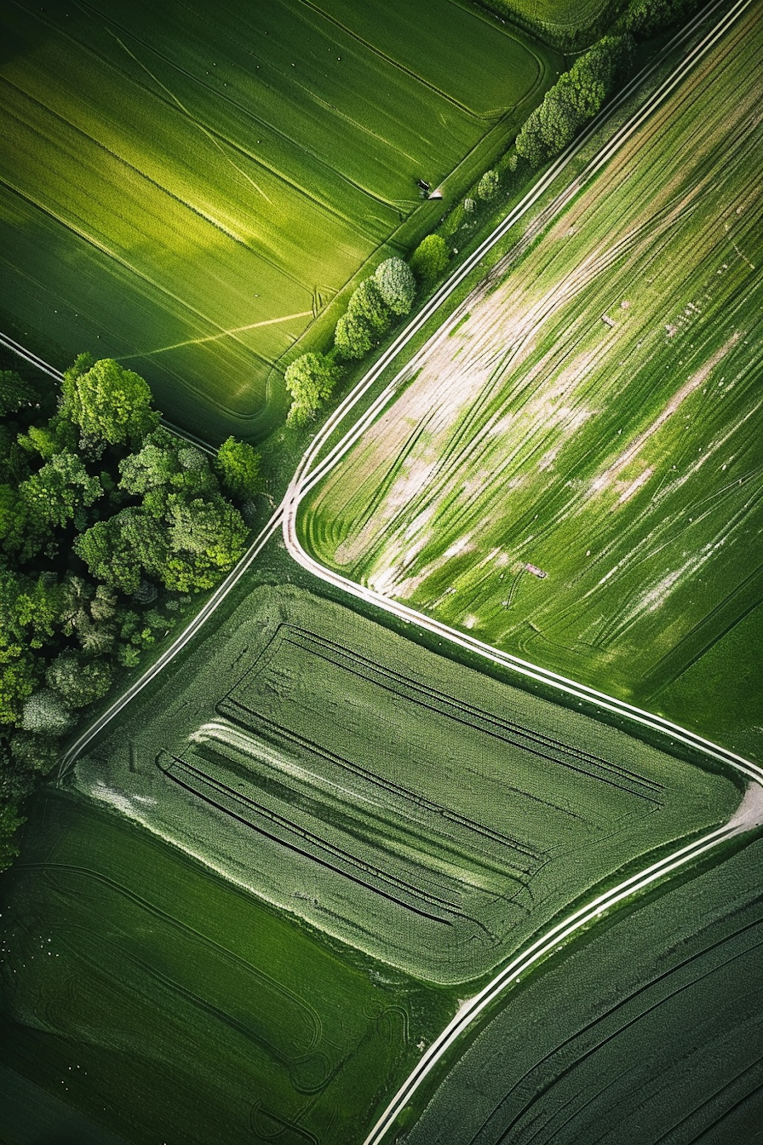 Aerial View of Diverse Agricultural Fields