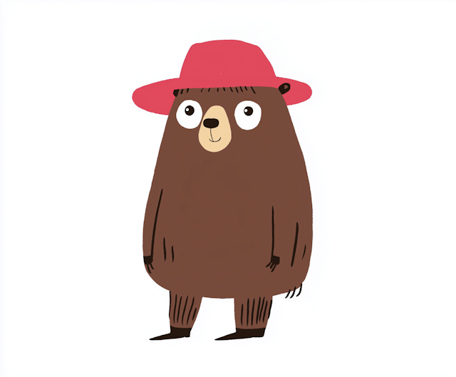 Cartoon Bear with Red Hat