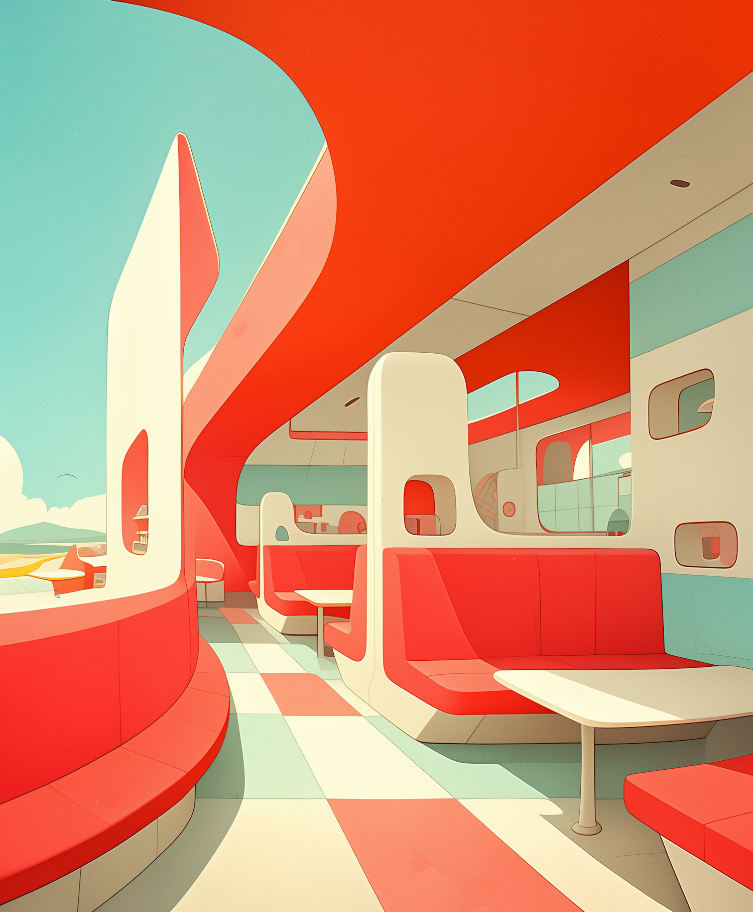 Futuristic Diner Interior