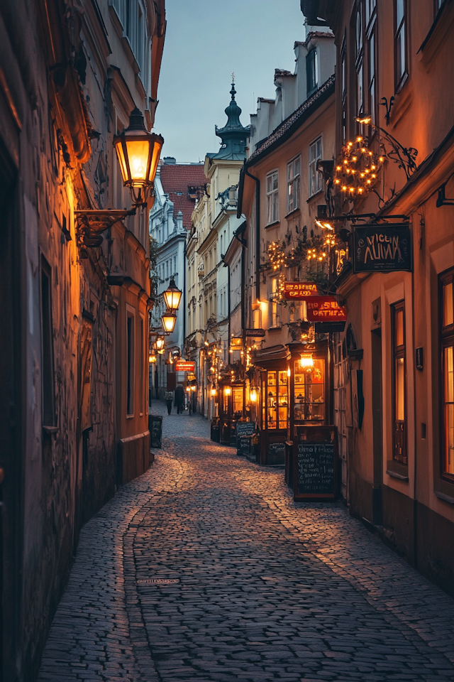 Twilight Serenity in a European Alleyway