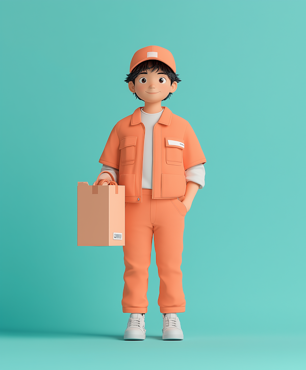 Cheerful Young Boy in Orange Uniform