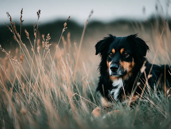 Dog in Golden Field