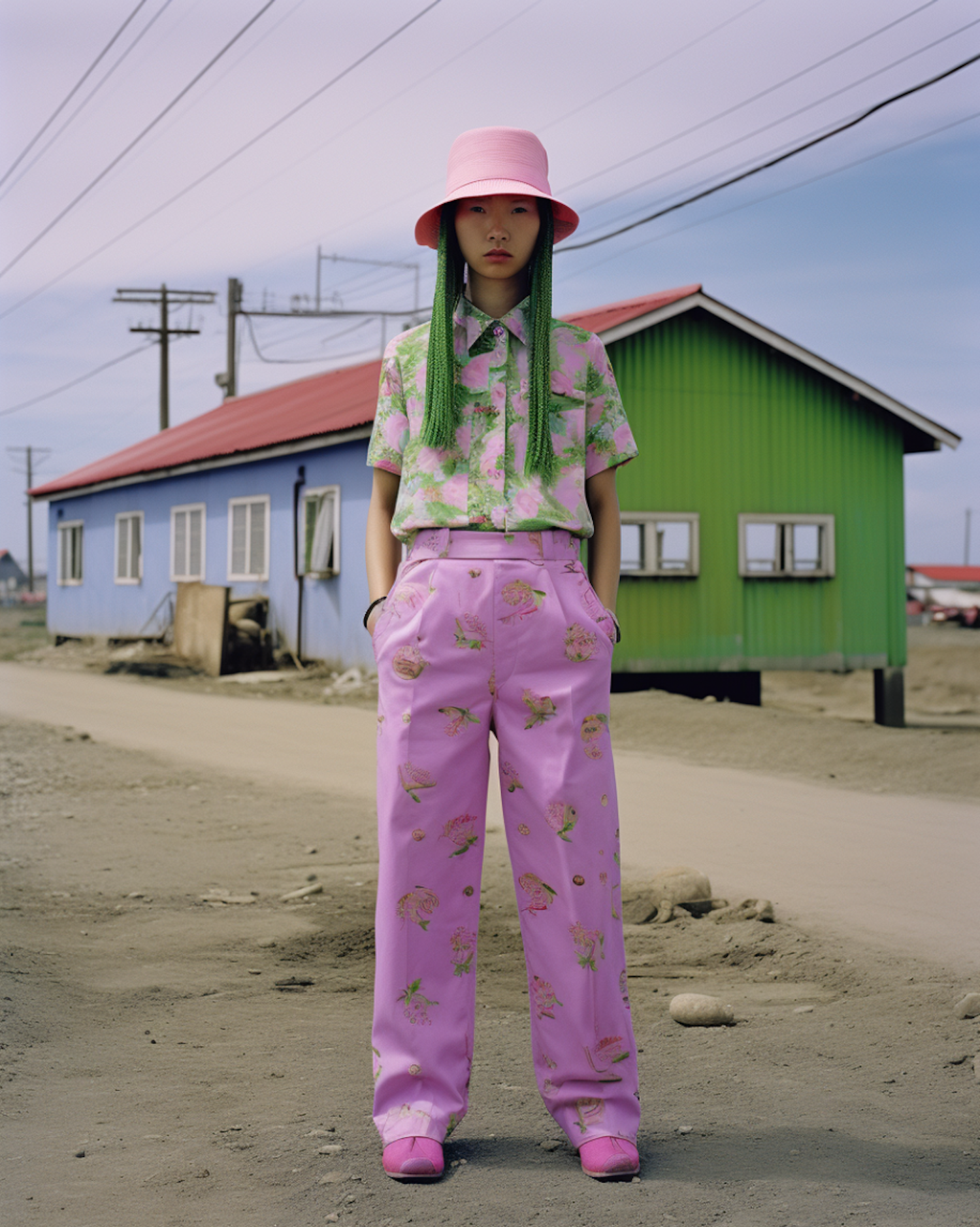 Urban Pink Flamboyance with Green Braids