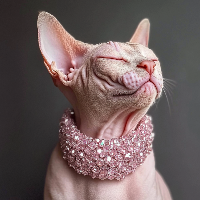 Serene Sphynx with Beaded Collar