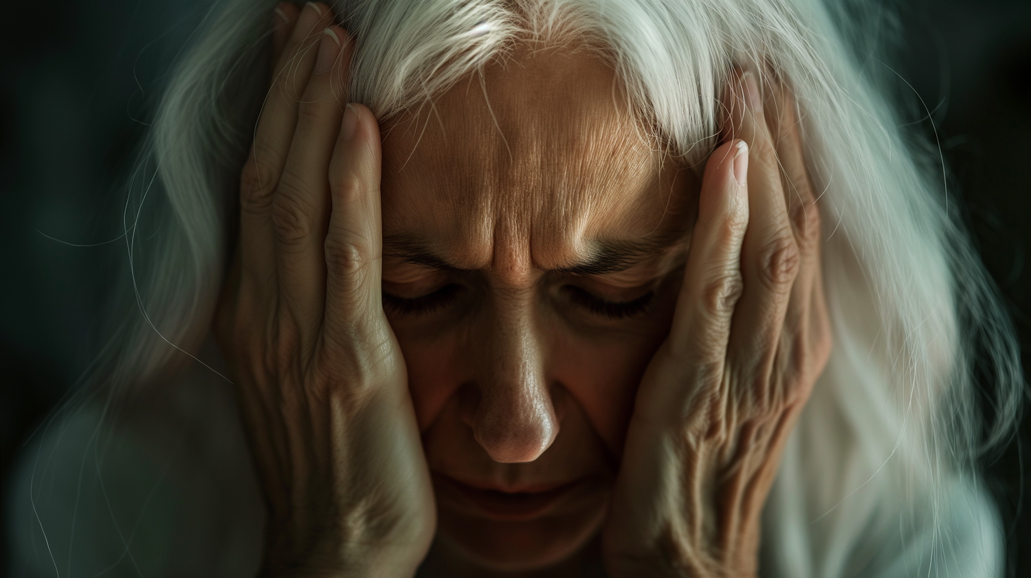 Elderly Woman in Deep Contemplation