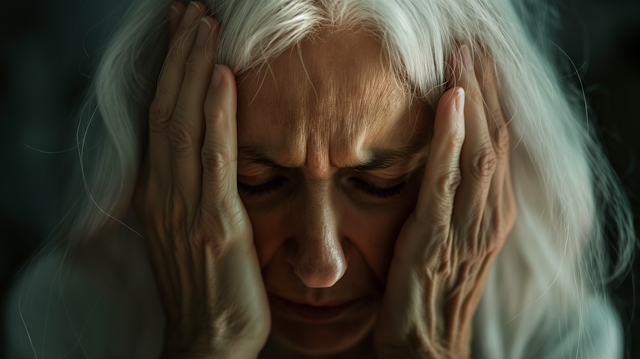 Elderly Woman in Deep Contemplation