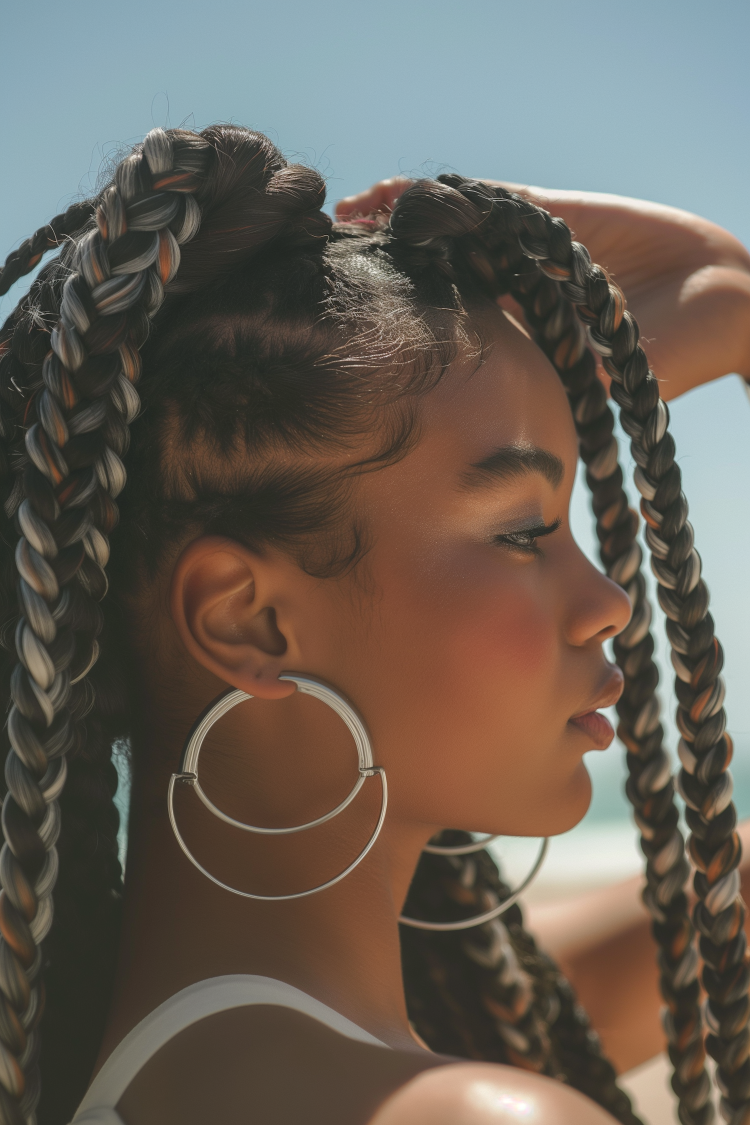 Serene Young Woman with Braided Hairstyle