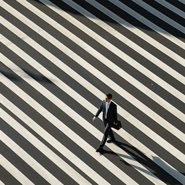 Businessman on a Patterned Journey