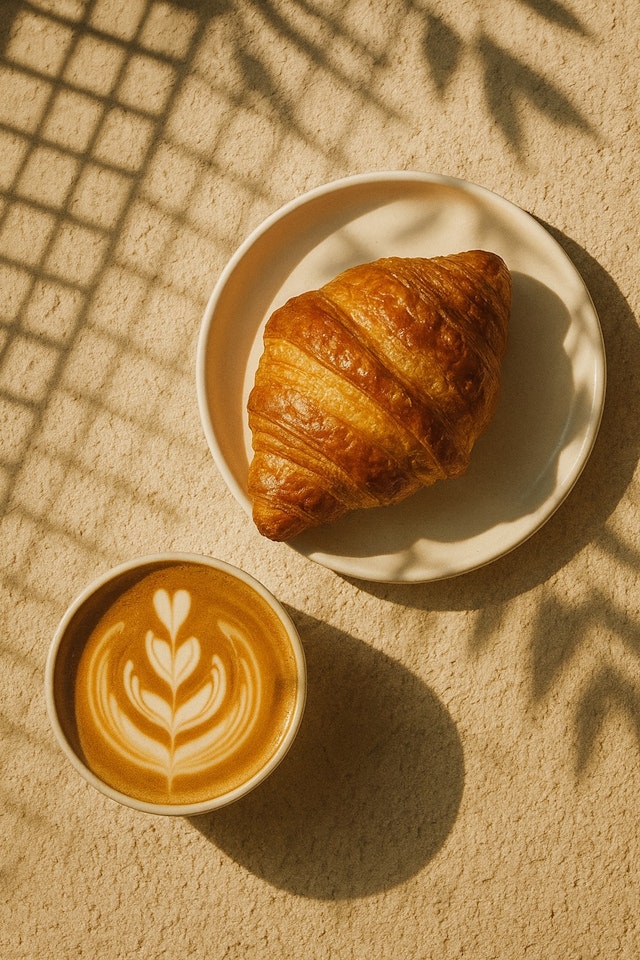 Croissant and Coffee Scene