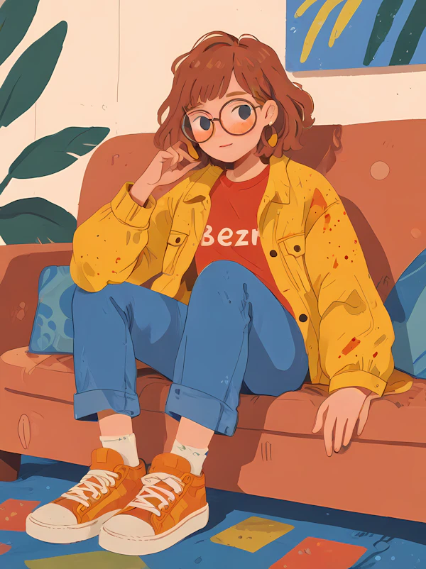 Thoughtful Young Person in Vibrant Attire