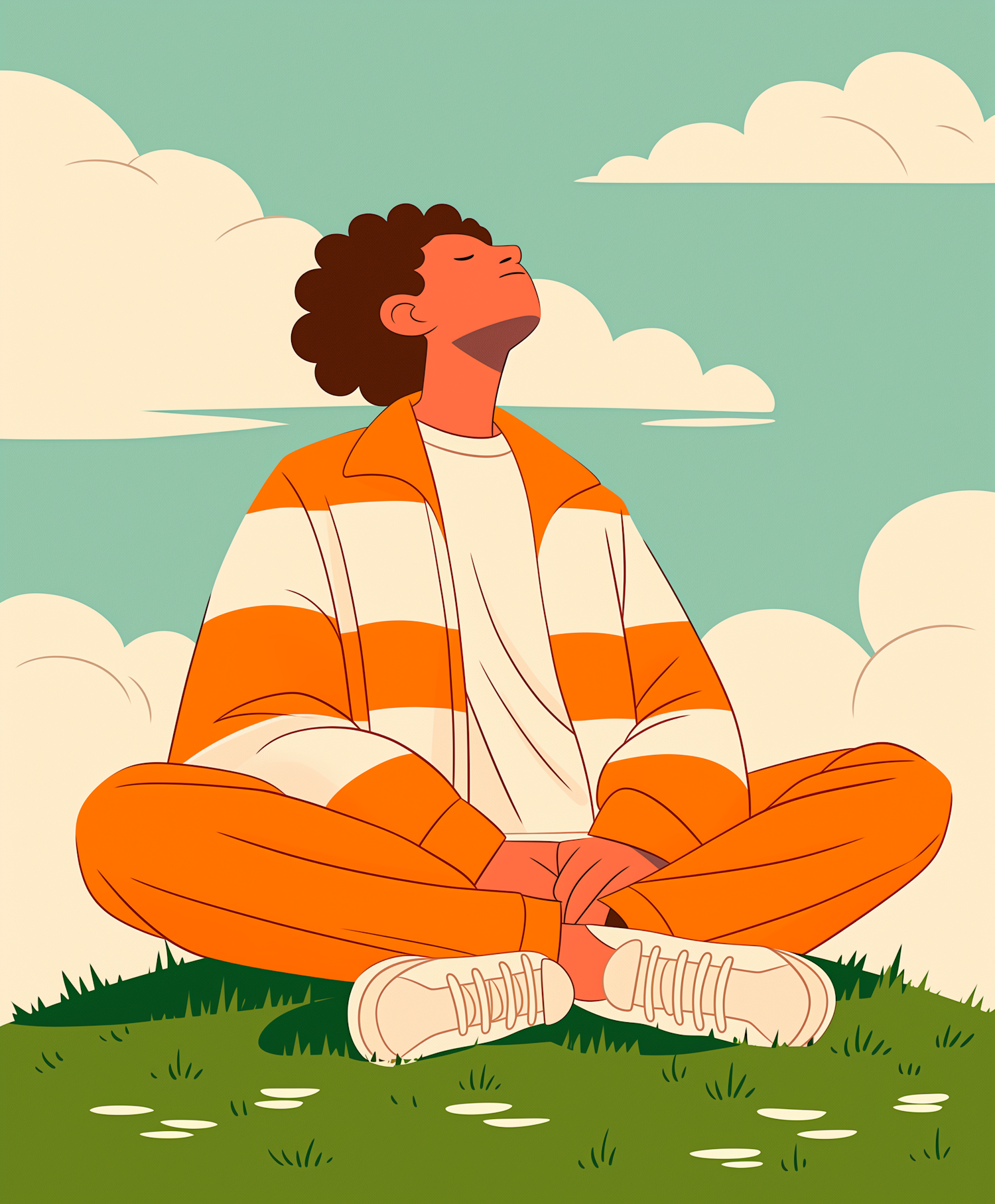 Person Meditating in a Grassy Field