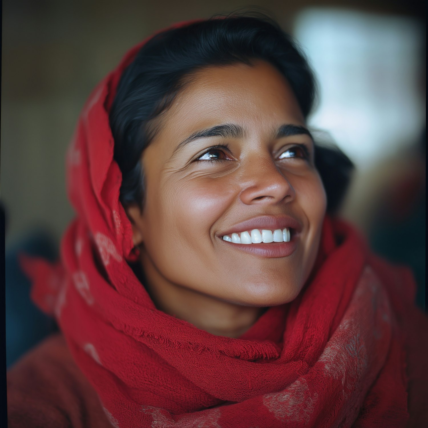 Woman with Red Scarf