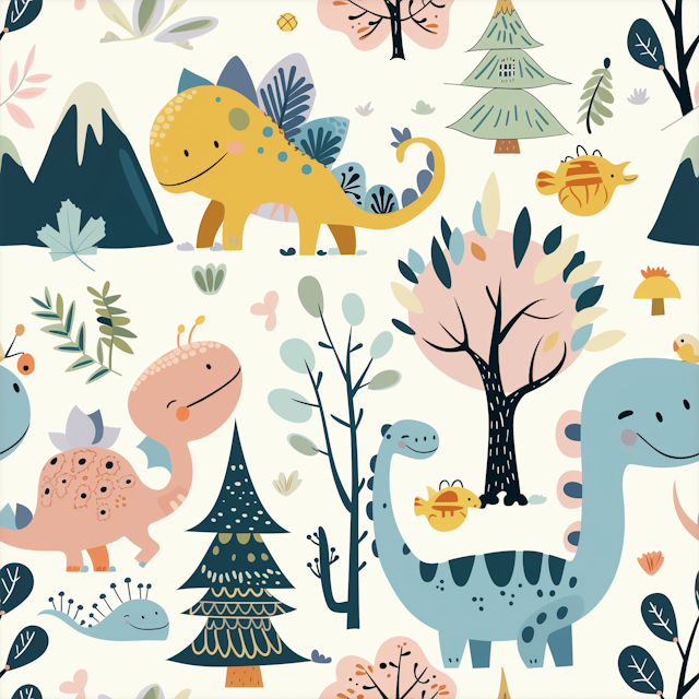 Whimsical Cartoon Dinosaurs