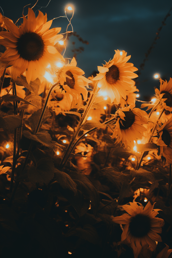 Enchanted Nocturnal Sunflowers