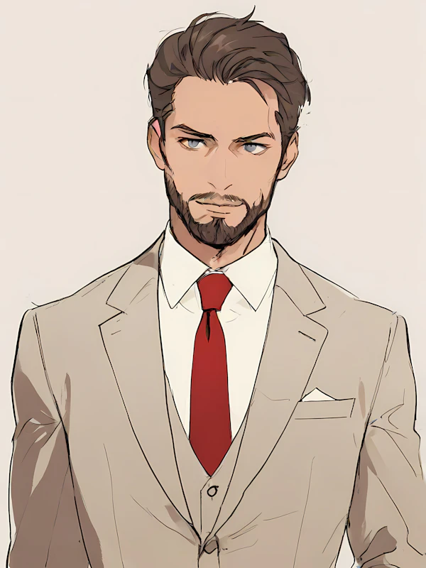 Elegant Man in Beige Suit