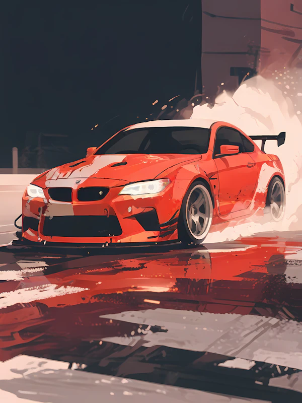 Red Sports Car Drifting