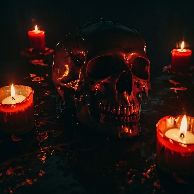 Eerie Skull with Candles