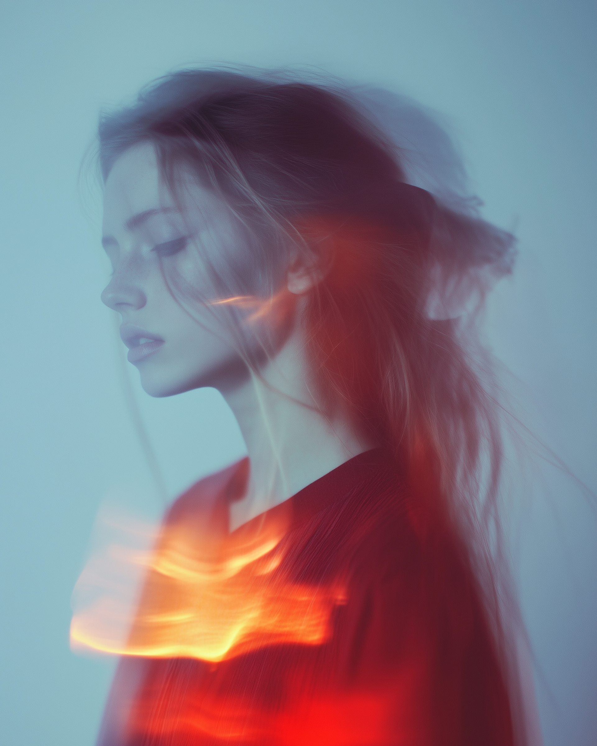 Serene Side Profile with Fiery Light Photo on Lummi