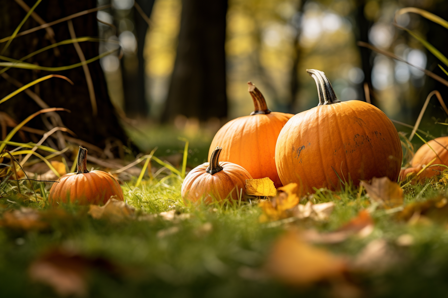 Autumn Harvest: Pumpkins and Fall Leaves