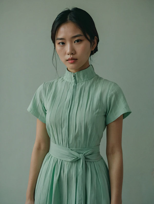 Elegant Woman in Green Dress