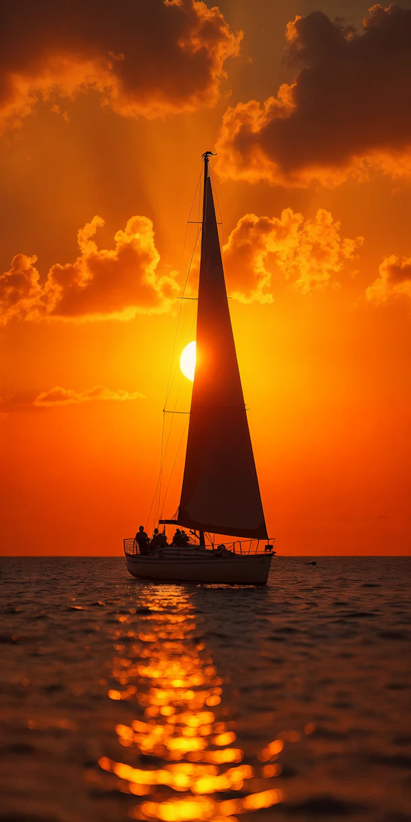 Sunset Sailboat Scene