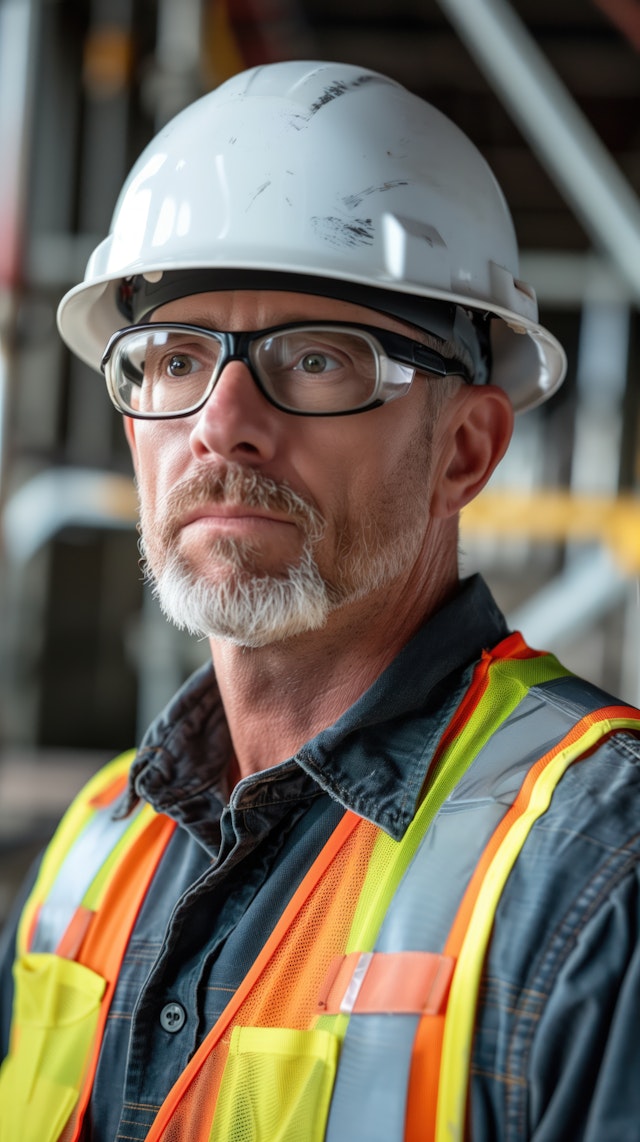 Middle-aged Man in Safety Gear