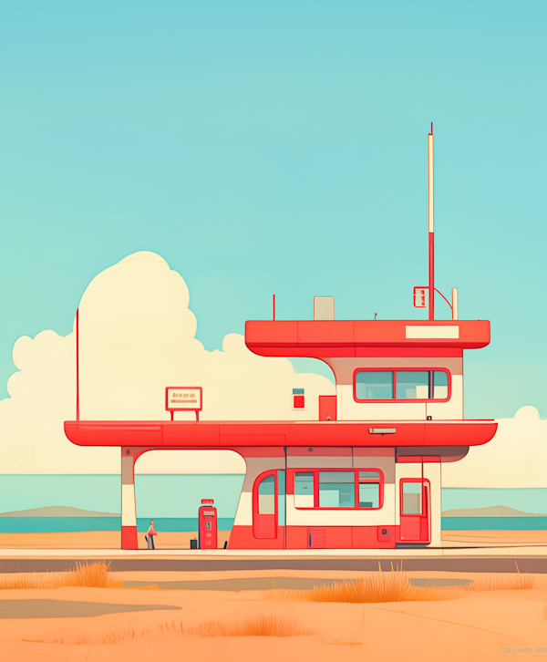 Retro-Futuristic Gas Station